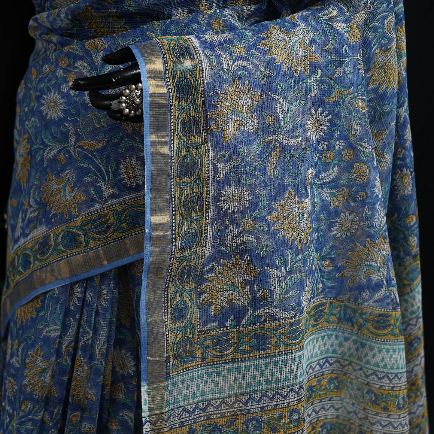 Sanganeri hand block print kota doria cotton saree 09