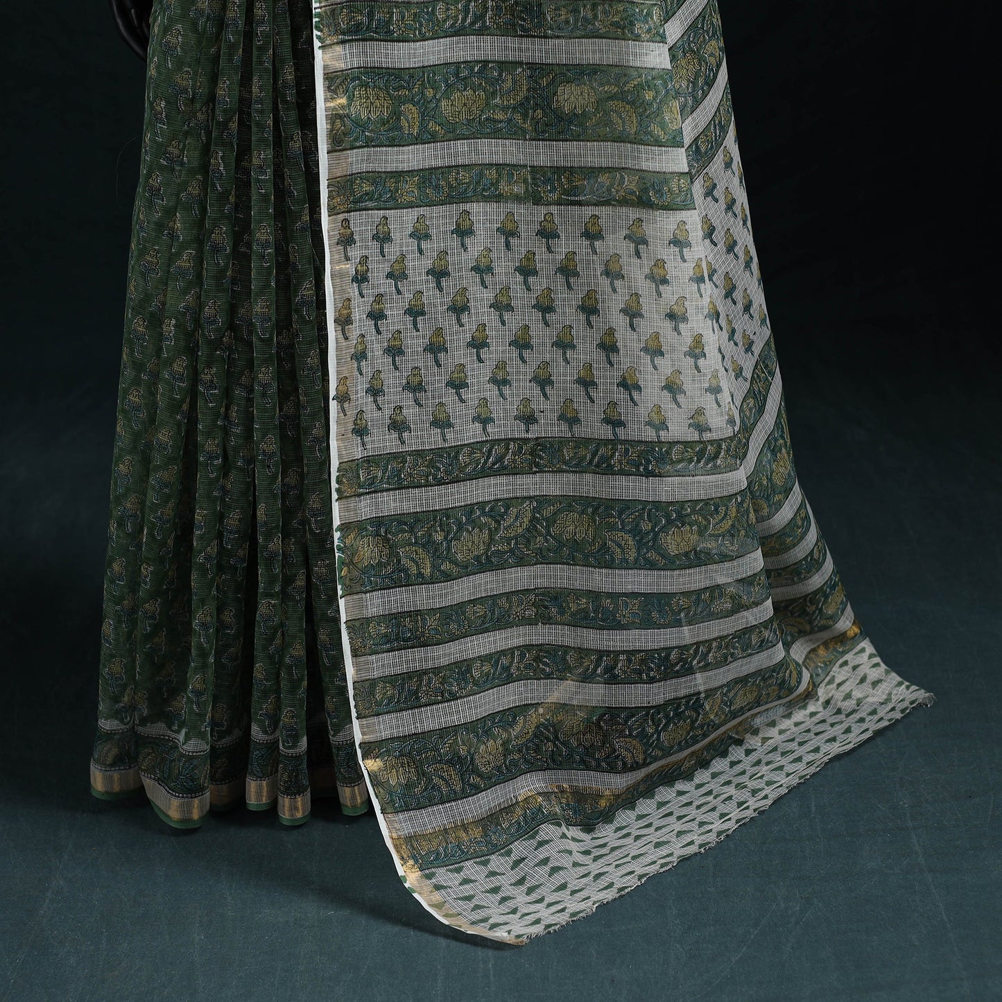 Sanganeri hand block print kota doria cotton saree 11