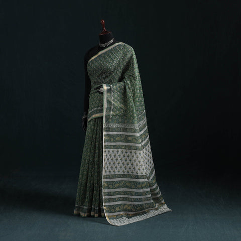 Sanganeri hand block print kota doria cotton saree 11