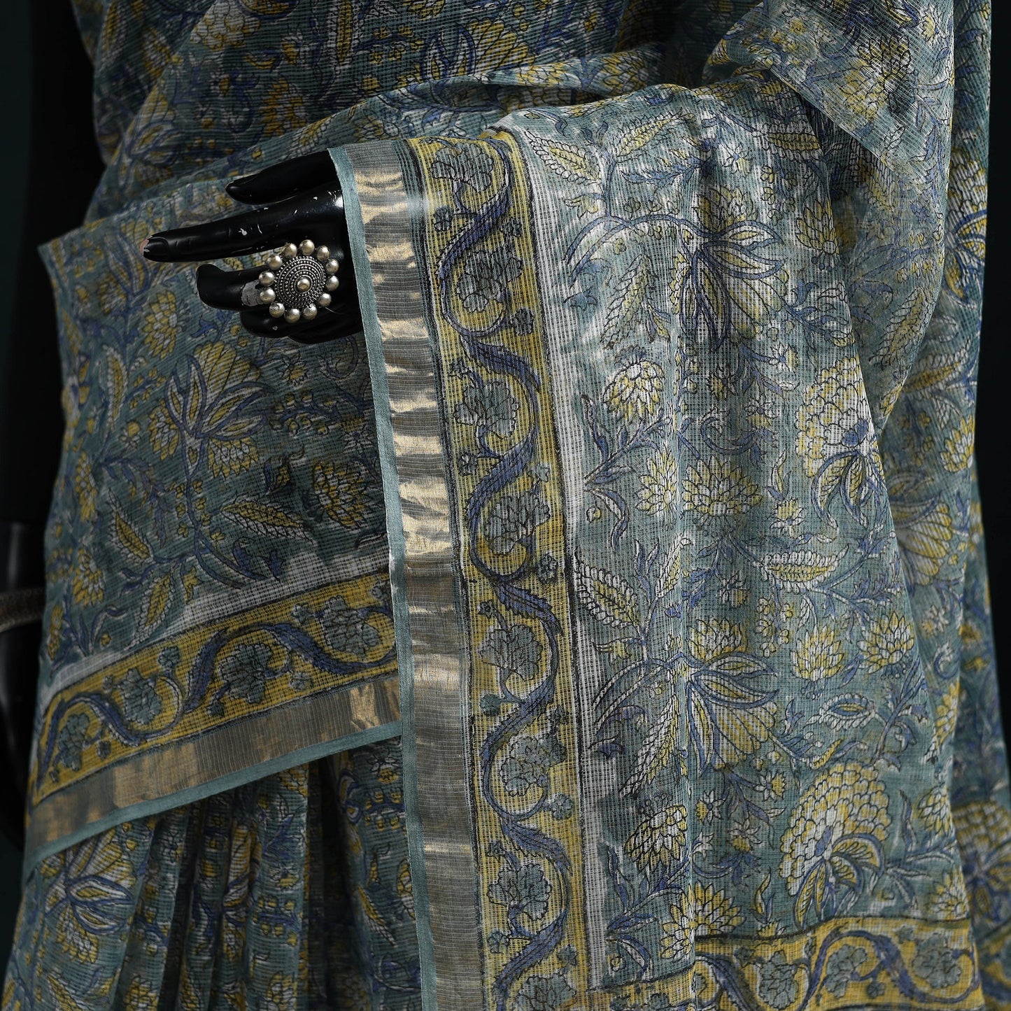 Sanganeri hand block print kota doria cotton saree 12