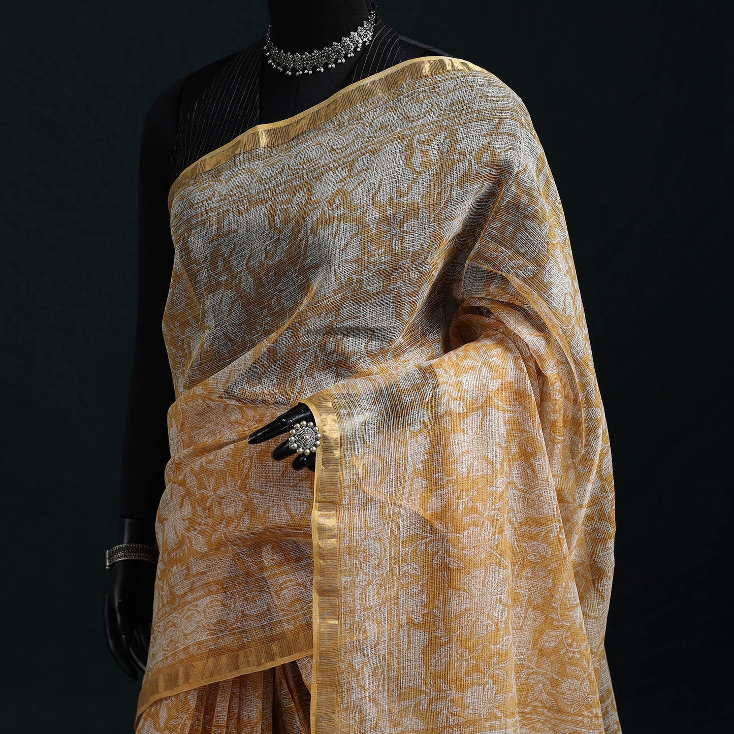 Sanganeri hand block print kota doria cotton saree 13