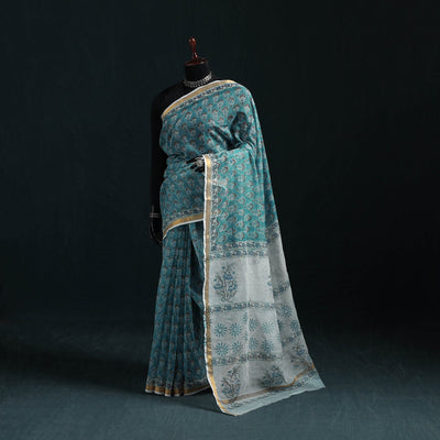 Sanganeri hand block print kota doria cotton saree 14