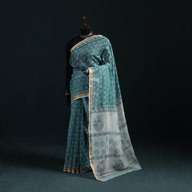 Sanganeri hand block print kota doria cotton saree 14