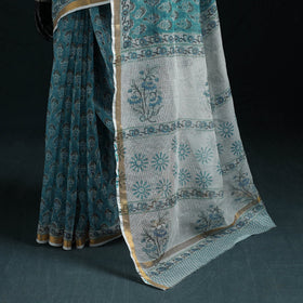 Sanganeri hand block print kota doria cotton saree 14