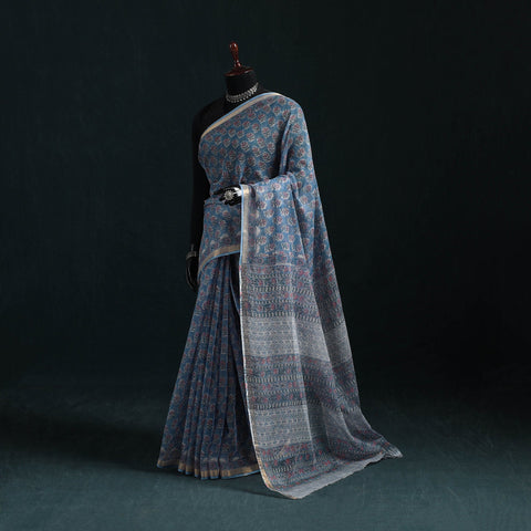 Sanganeri hand block print kota doria cotton saree 15