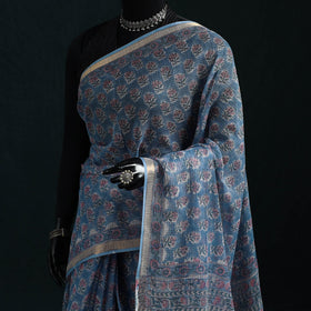 Sanganeri hand block print kota doria cotton saree 15