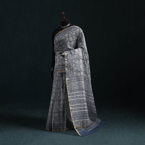 Sanganeri hand block print kota doria cotton saree 16