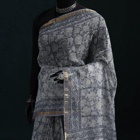 Sanganeri hand block print kota doria cotton saree 16
