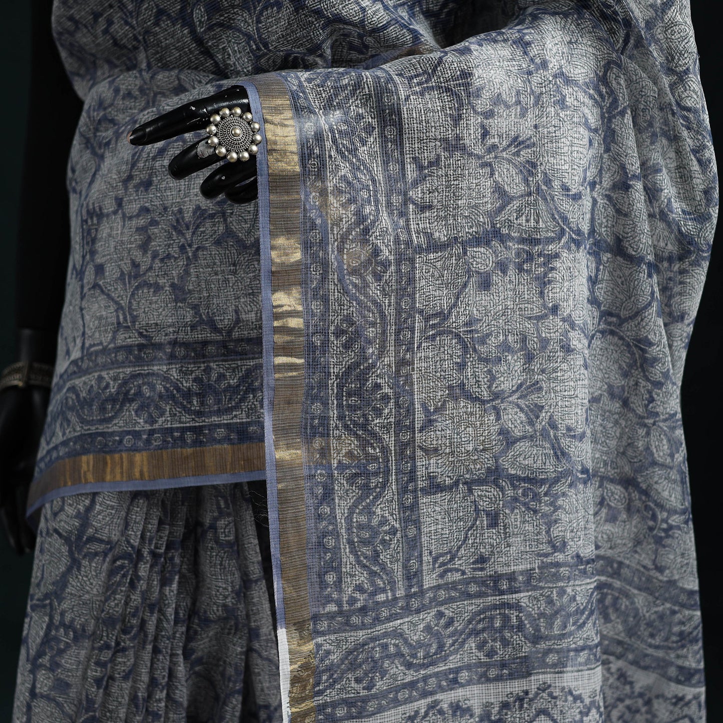 Sanganeri hand block print kota doria cotton saree 16