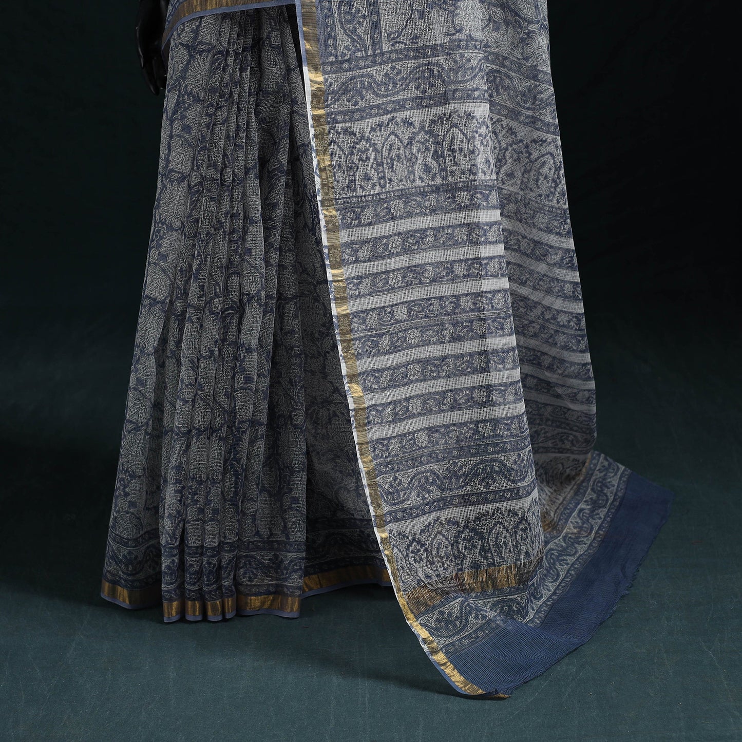 Sanganeri hand block print kota doria cotton saree 16