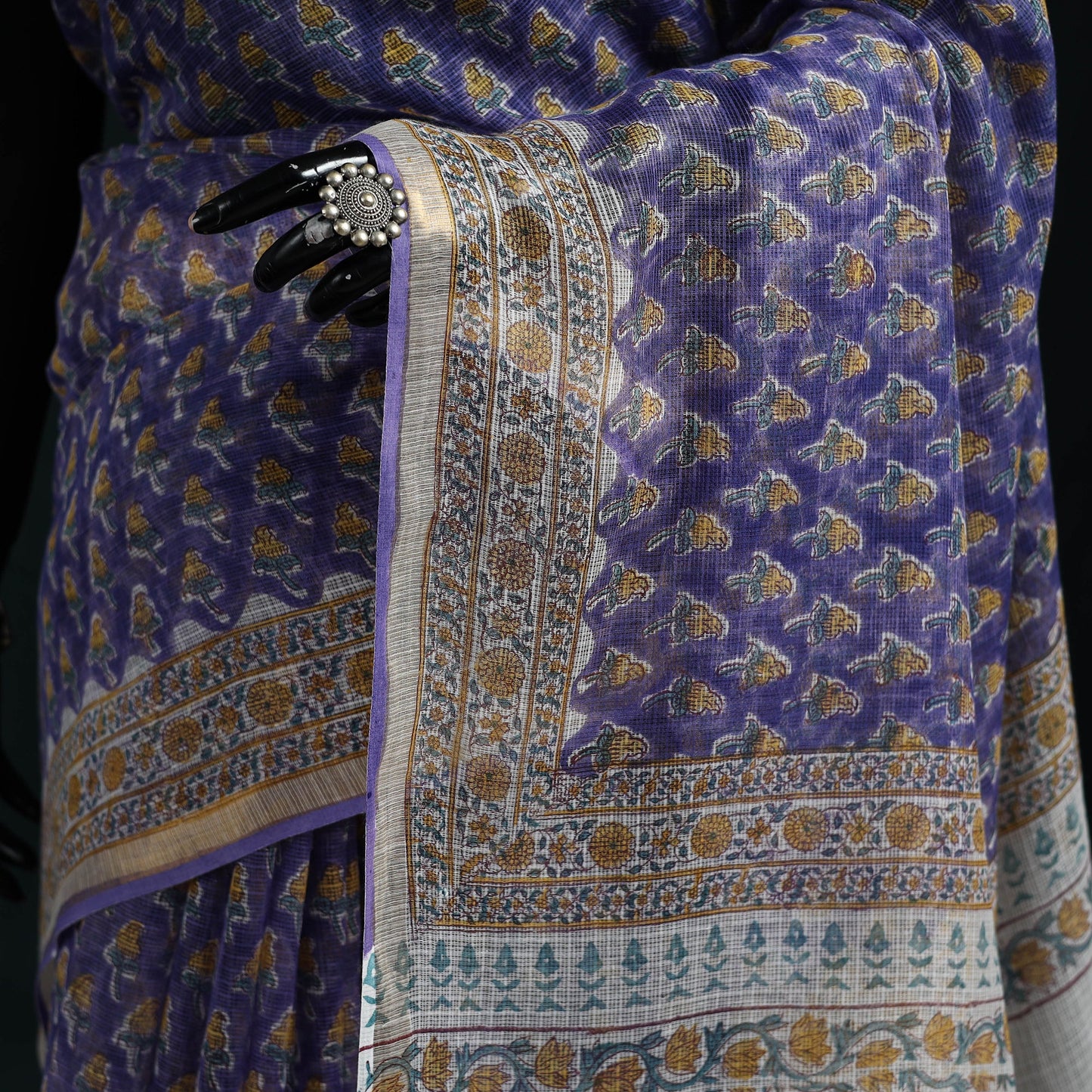 Sanganeri hand block print kota doria cotton saree 17
