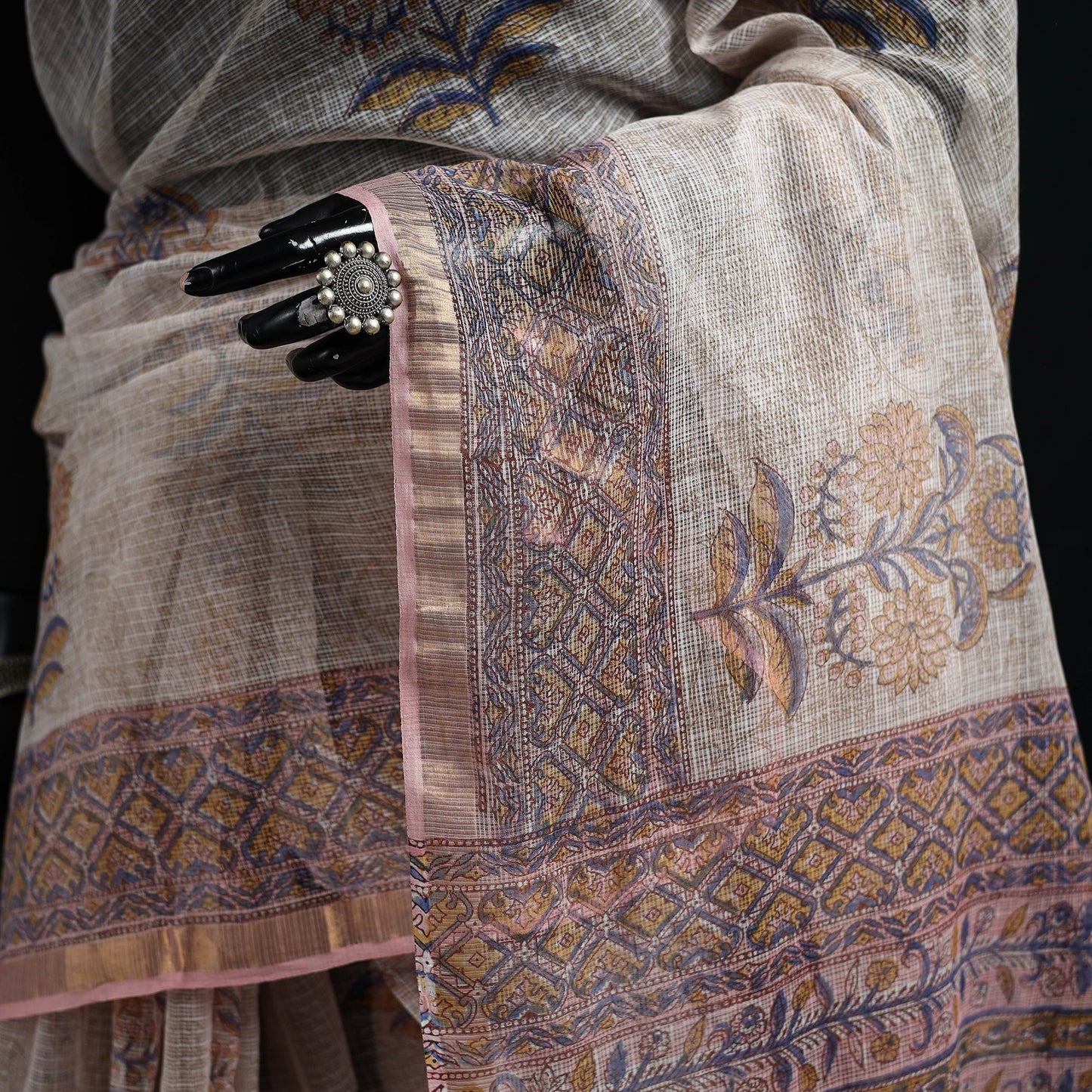Sanganeri hand block print kota doria cotton saree 18