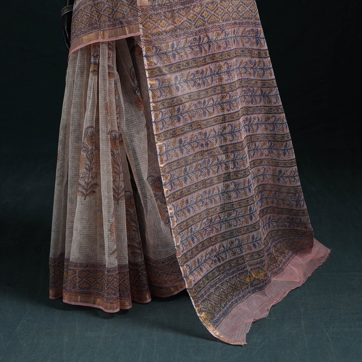 Sanganeri hand block print kota doria cotton saree 18