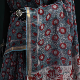 Sanganeri hand block print kota doria cotton saree 21