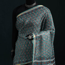 Sanganeri hand block print kota doria cotton saree 22