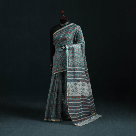 Sanganeri hand block print kota doria cotton saree 22