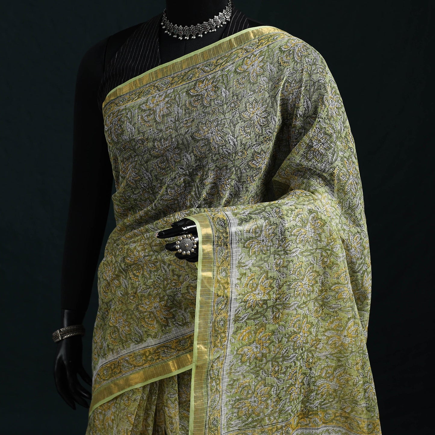 Sanganeri hand block print kota doria cotton saree 25