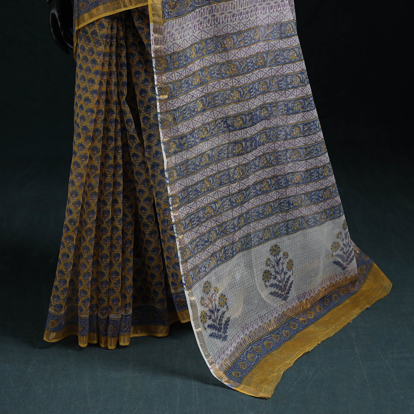 Sanganeri hand block print kota doria cotton saree 27