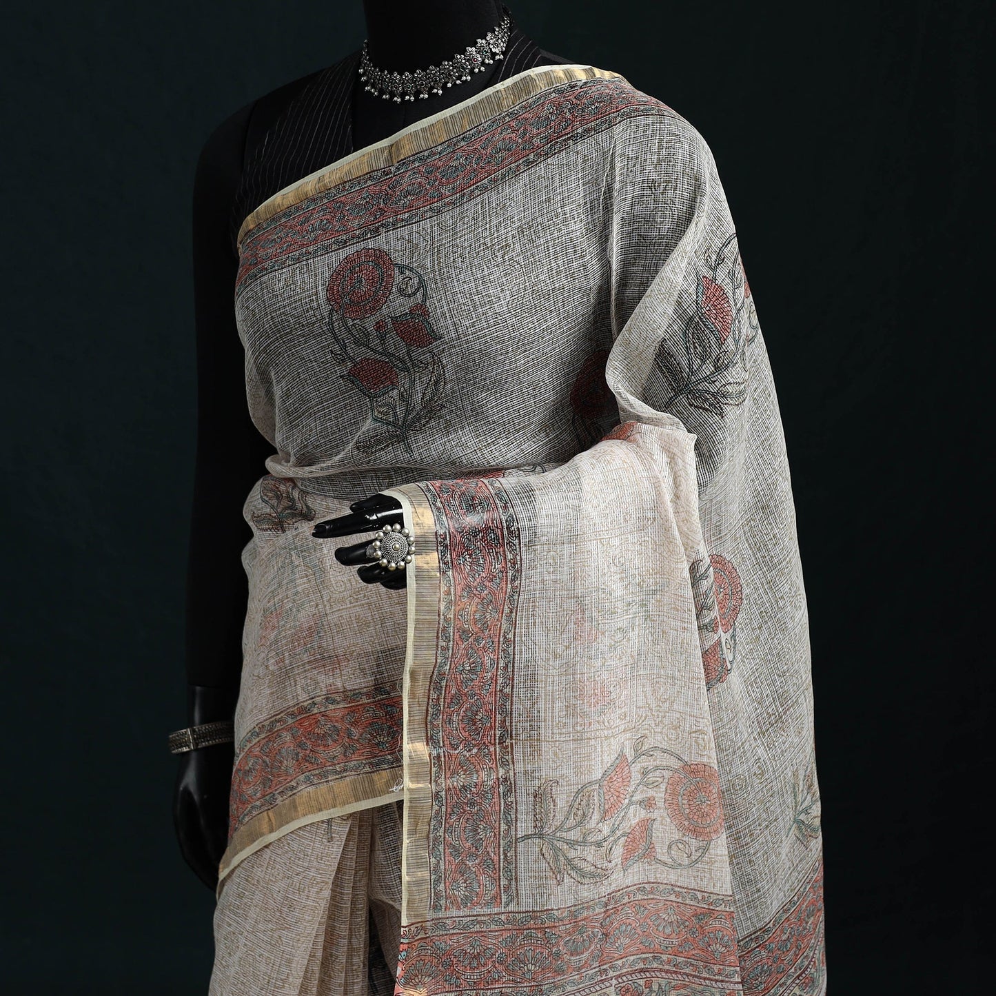 Sanganeri hand block print kota doria cotton saree 29