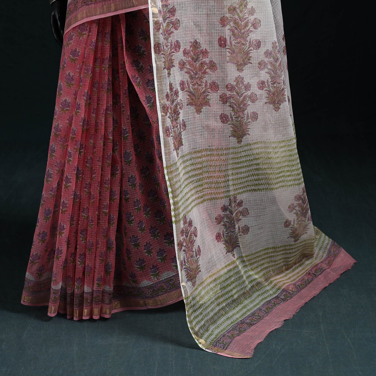 Sanganeri hand block print kota doria cotton saree 30