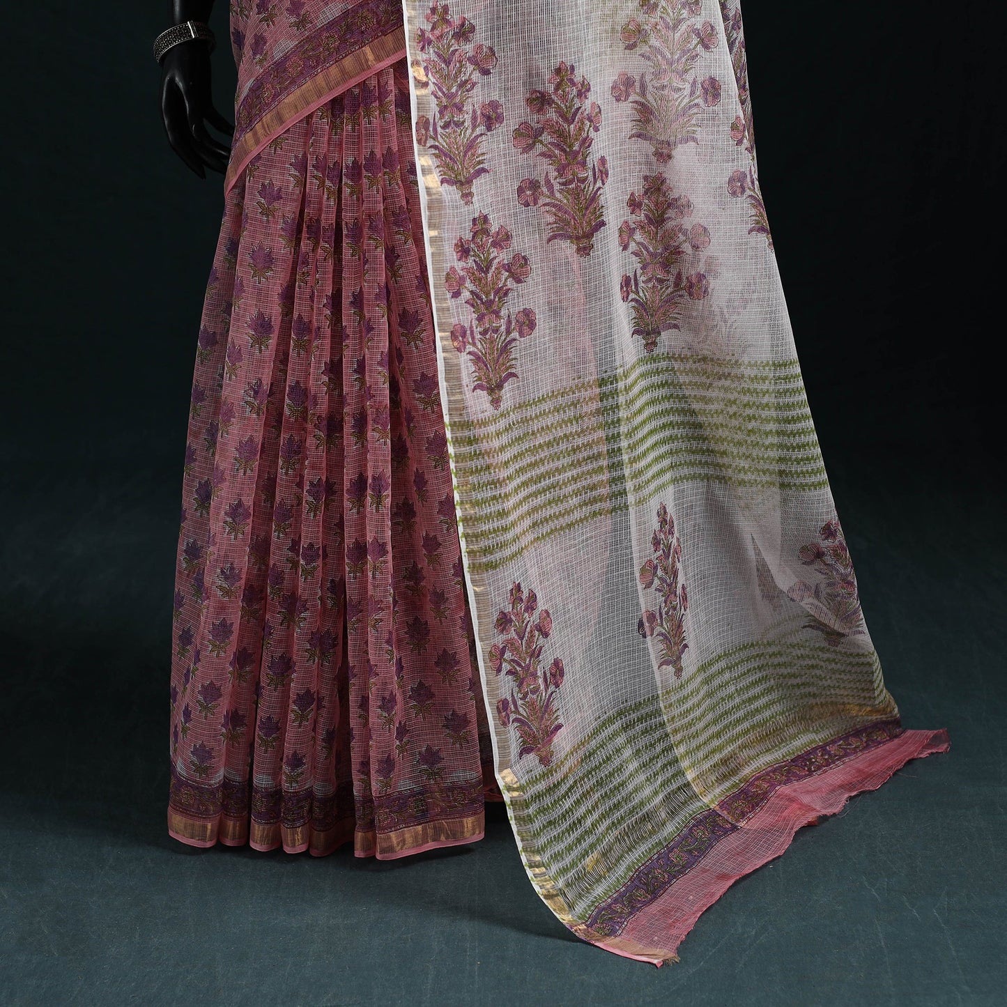 Sanganeri hand block print kota doria cotton saree 31