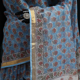 Sanganeri hand block print kota doria cotton saree 33