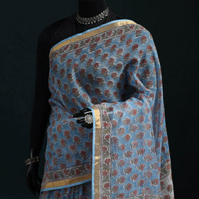 Sanganeri hand block print kota doria cotton saree 33