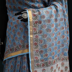 Sanganeri hand block print kota doria cotton saree 34