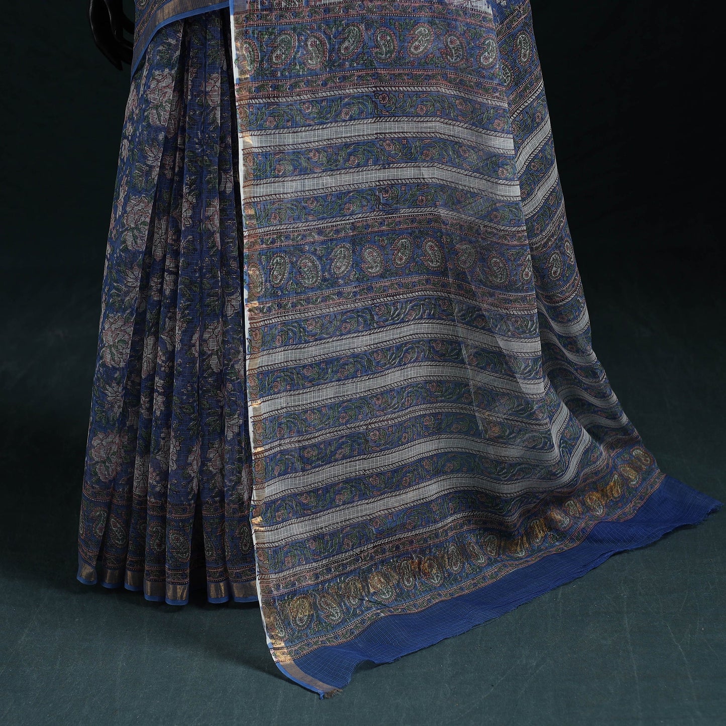 Sanganeri hand block print kota doria cotton saree 35