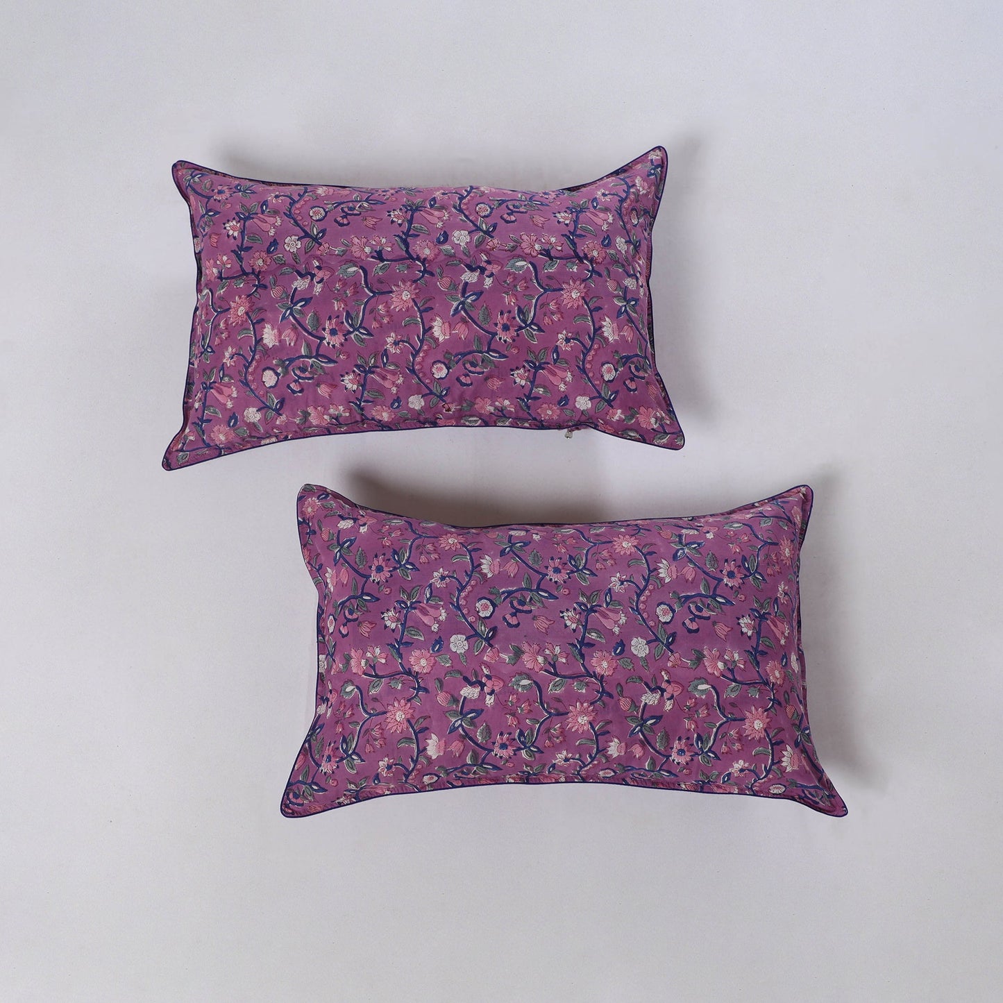 Sanganeri hand block print pillow covers (set of 2) 02