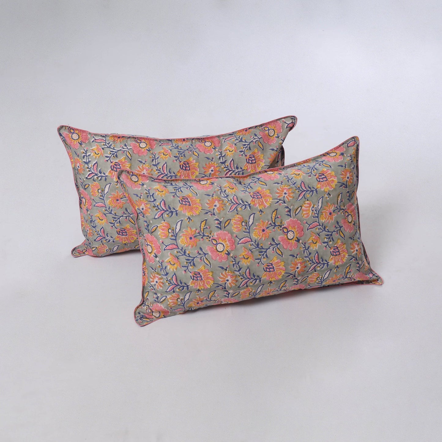 Sanganeri hand block print pillow covers (set of 2) 04
