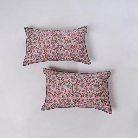 Sanganeri hand block print pillow covers (set of 2) 09