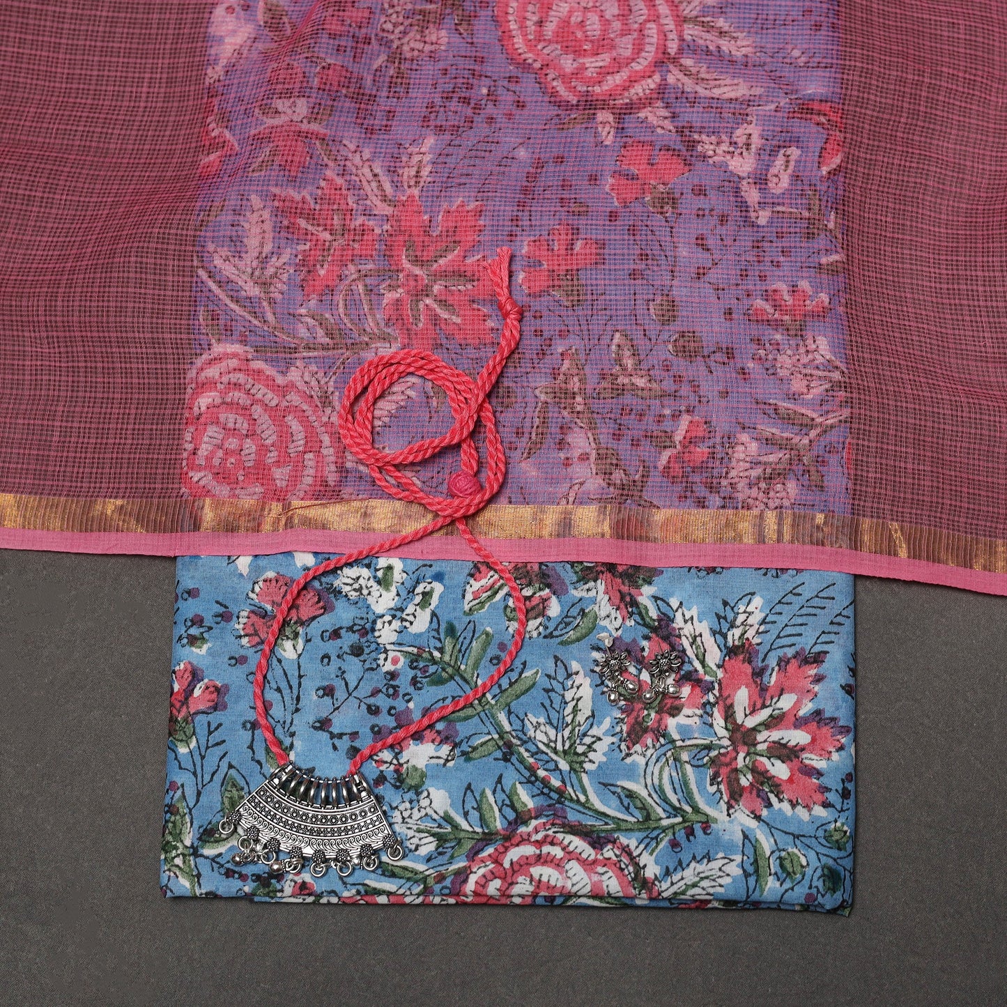 Sanganeri hand cotton 2pc unstitched dress material