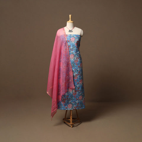 Sanganeri hand cotton 2pc unstitched dress material