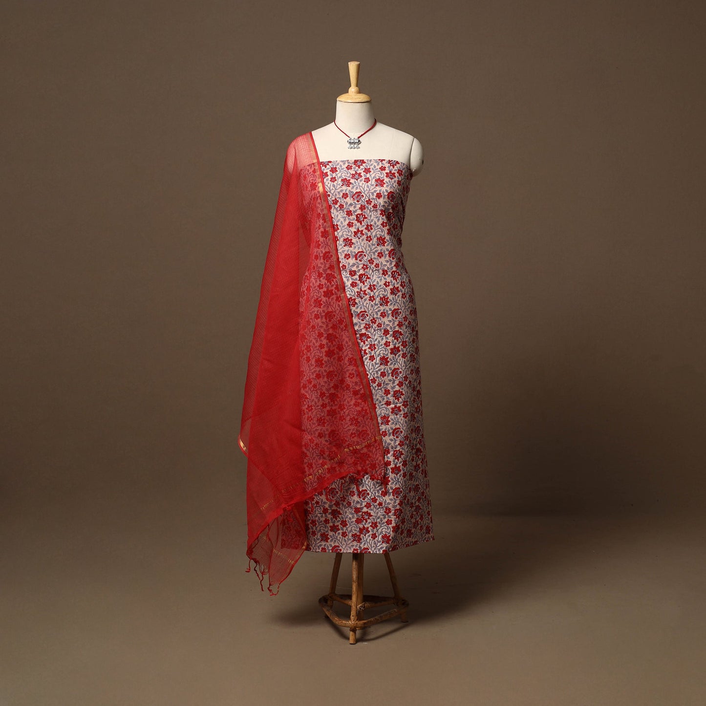 Sanganeri hand cotton 2pc unstitched dress material