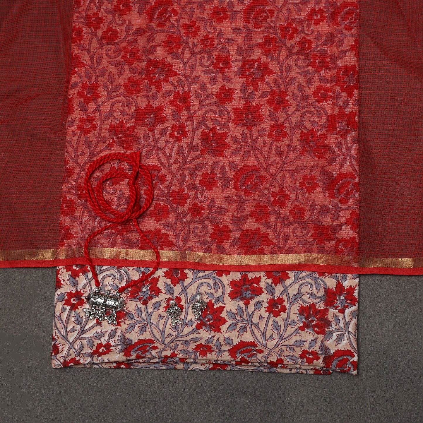 Sanganeri hand cotton 2pc unstitched dress material