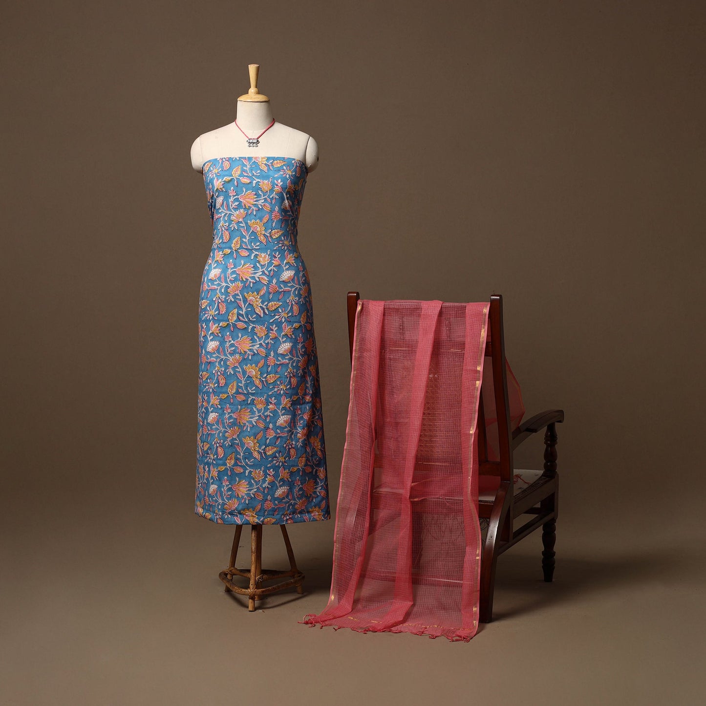 Sanganeri hand cotton 2pc unstitched dress material