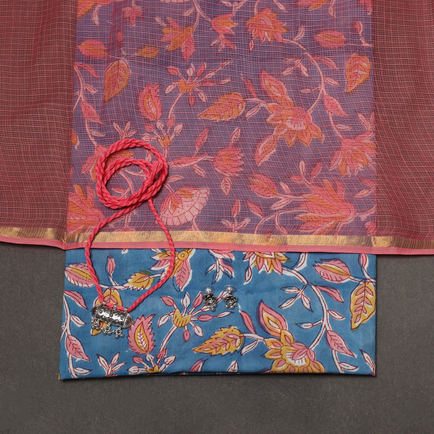 Sanganeri hand cotton 2pc unstitched dress material