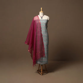 Sanganeri hand cotton 2pc unstitched dress material