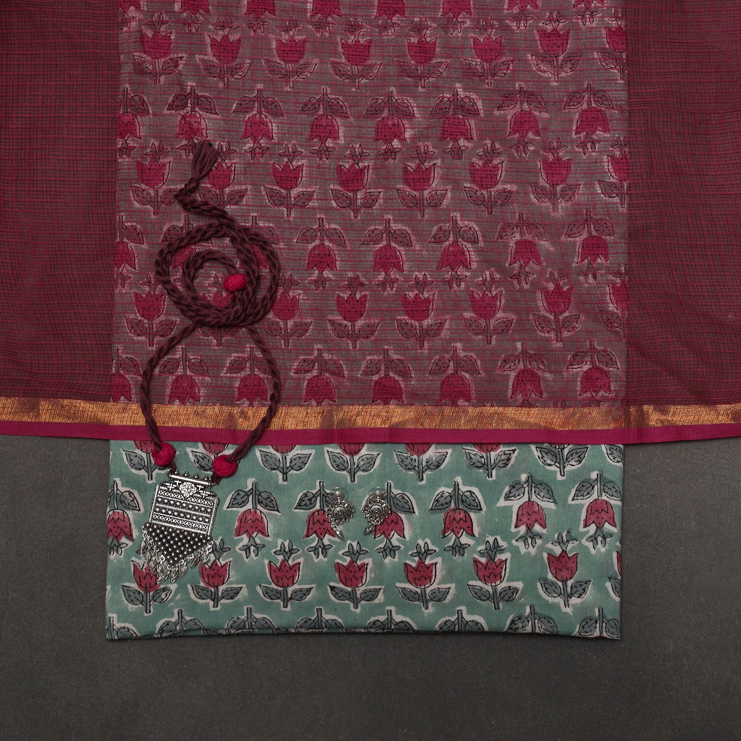 Sanganeri hand cotton 2pc unstitched dress material