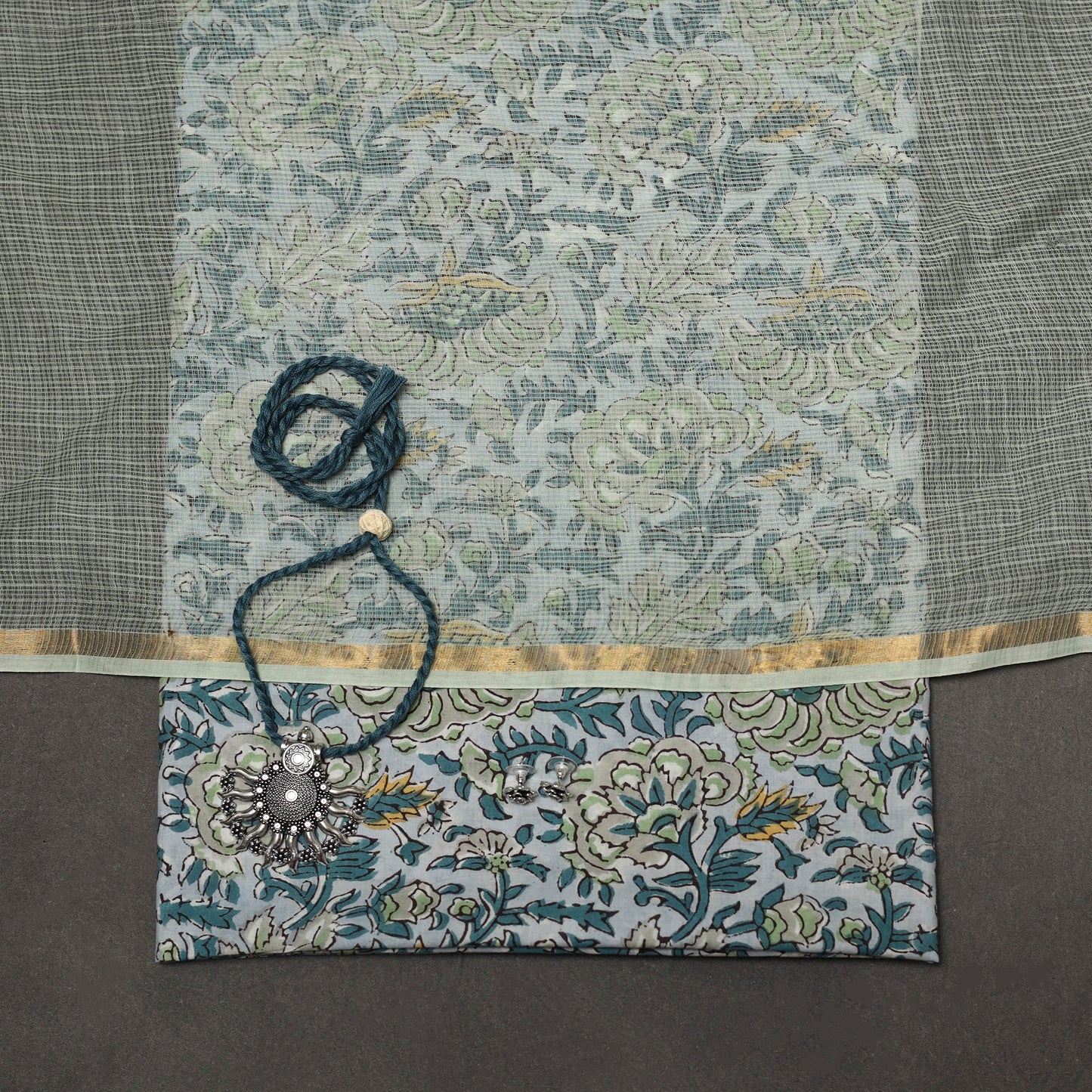 Sanganeri hand cotton 2pc unstitched dress material