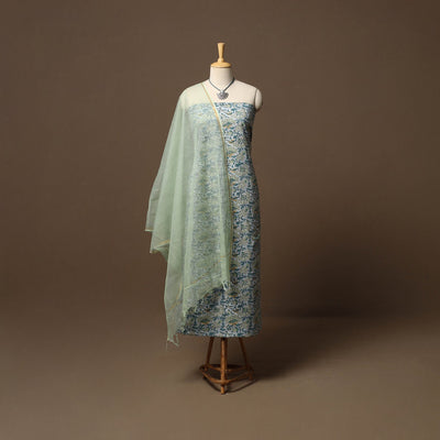 Sanganeri hand cotton 2pc unstitched dress material