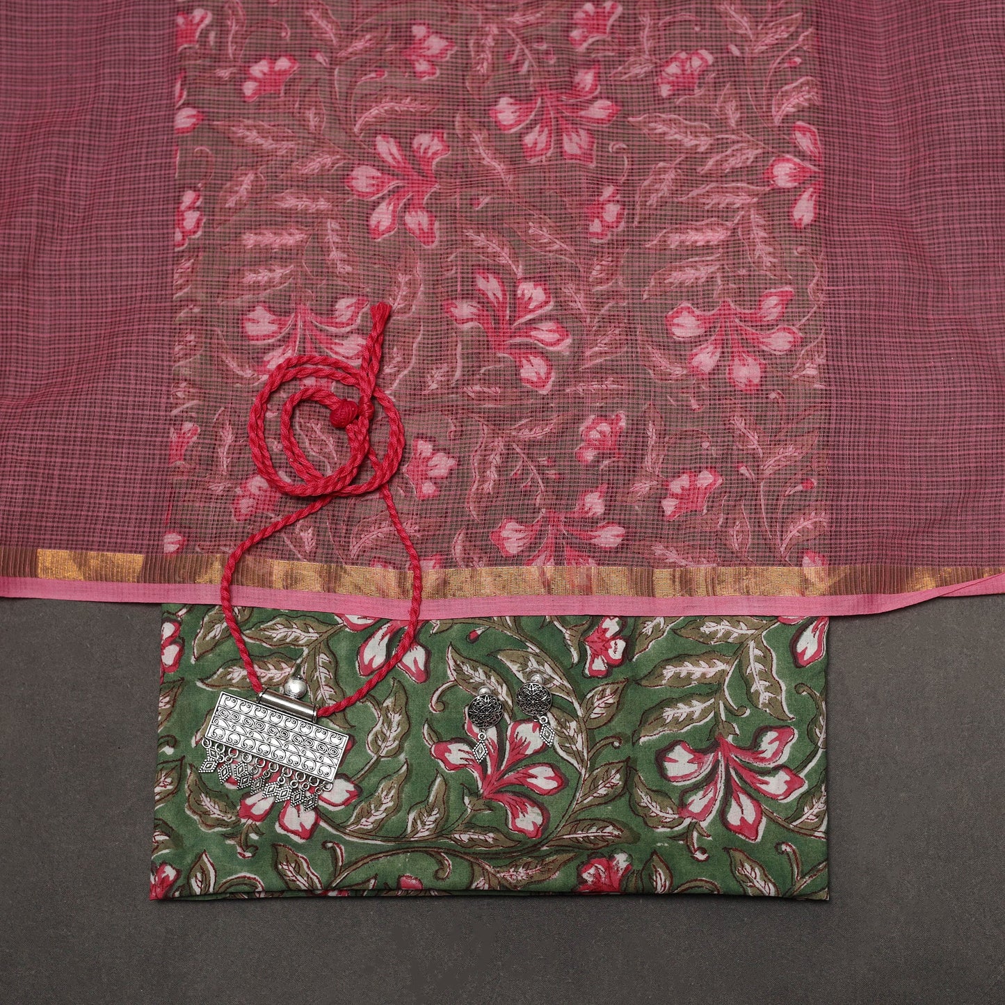 Sanganeri hand cotton 2pc unstitched dress material