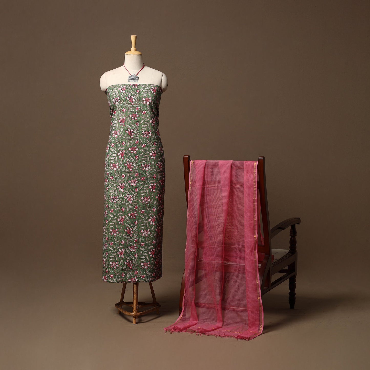 Sanganeri hand cotton 2pc unstitched dress material