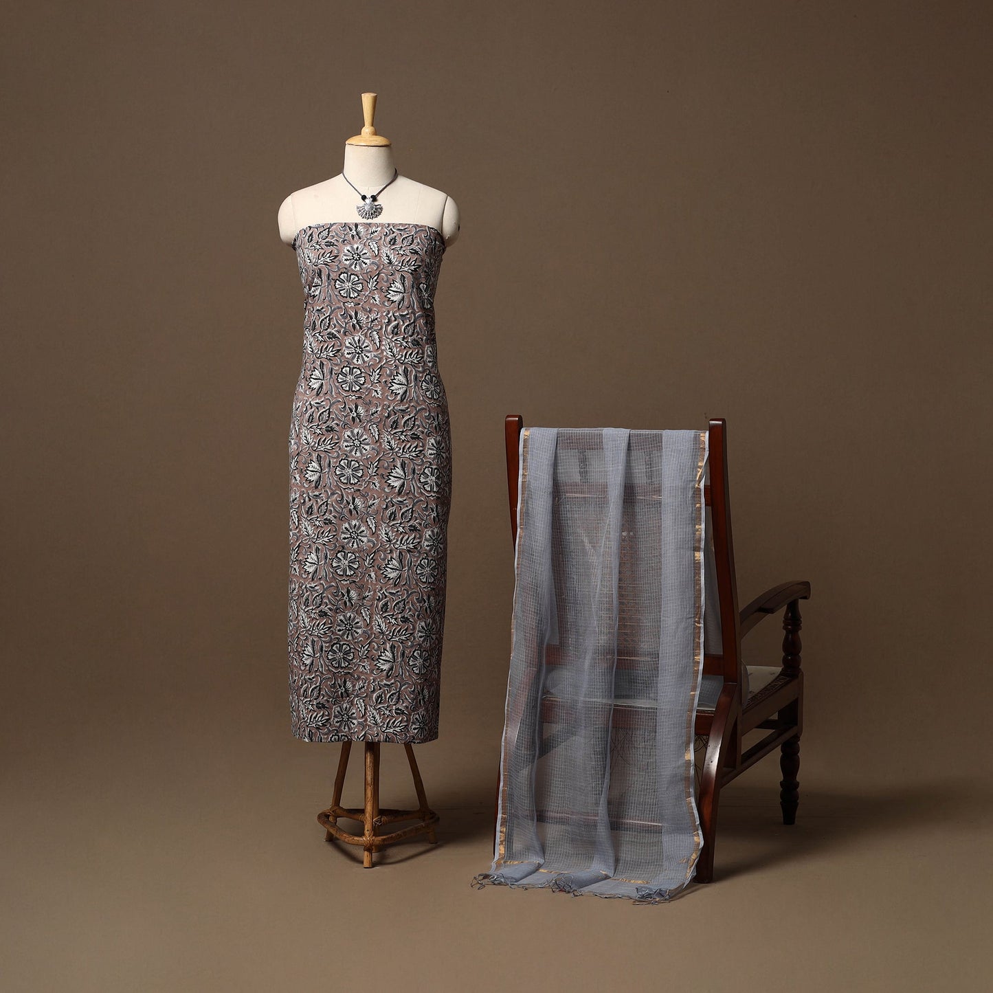 Sanganeri hand cotton 2pc unstitched dress material