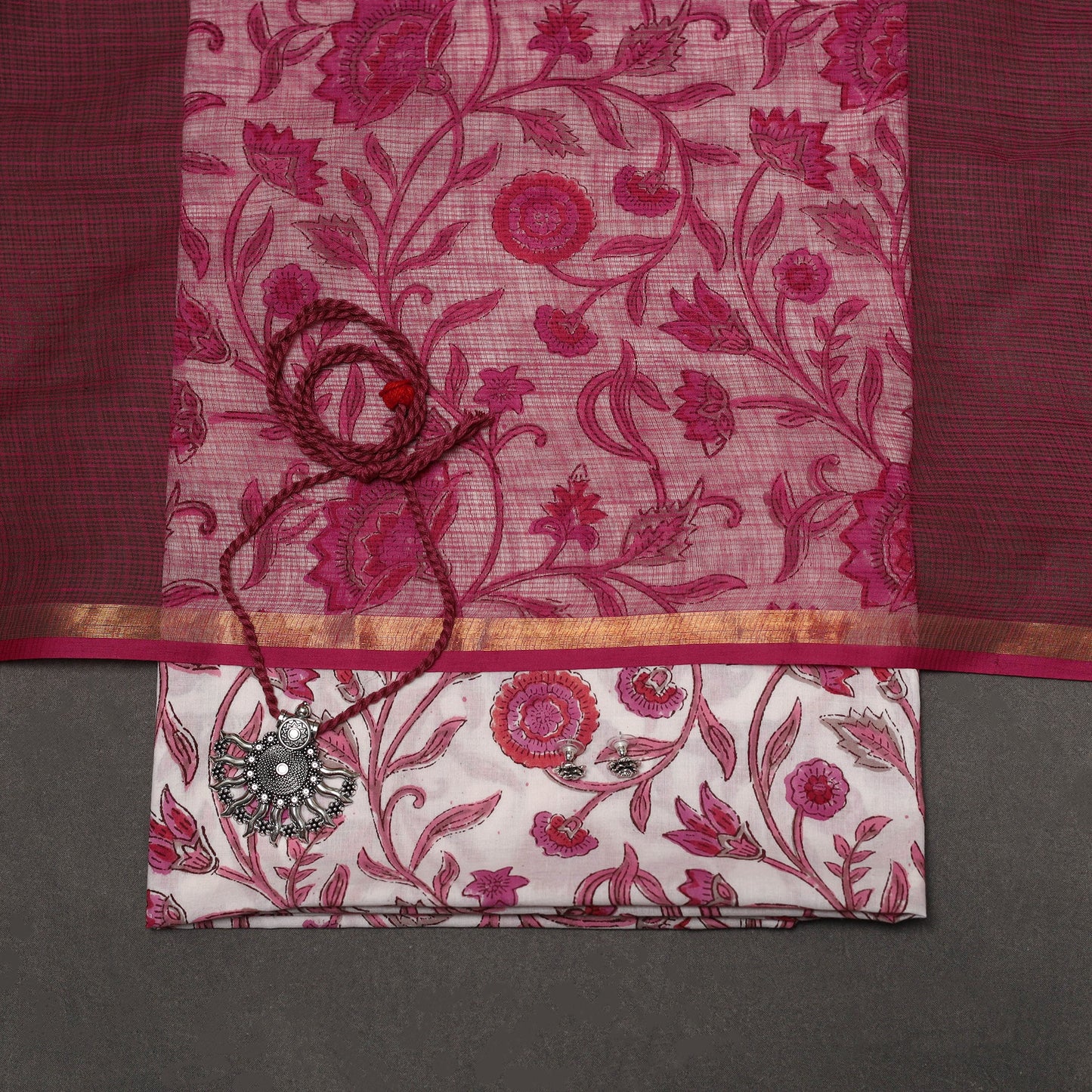 Sanganeri hand cotton 2pc unstitched dress material