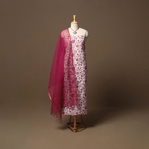 Sanganeri hand cotton 2pc unstitched dress material