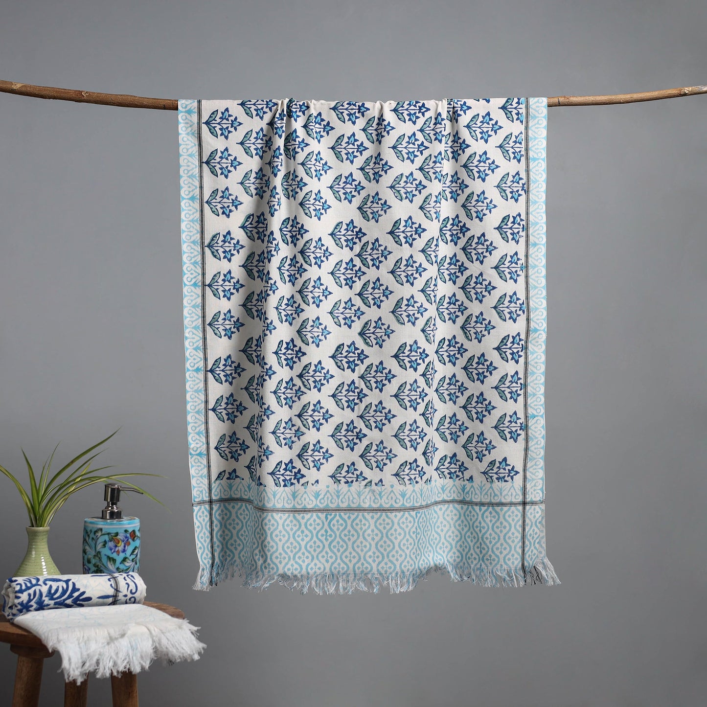 Sanganeri handloom towel 08 - handcrafted