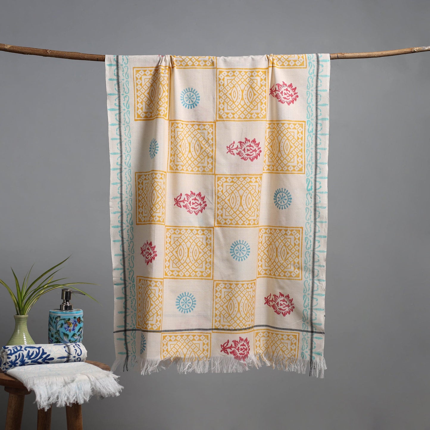 Sanganeri handloom towel 19 - handcrafted