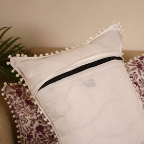 Sanganeri pillow cover with pom (set of 2) 02 - handcrafted
